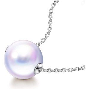 Sterling Silver Chain Single Simple Dainty Pearl Pendant Necklace
